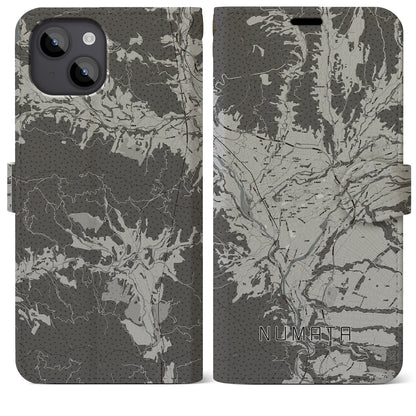 【沼田（群馬県）】地図柄iPhoneケース（手帳タイプ）モノトーン・iPhone 14 Plus 用