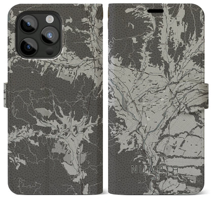 【沼田（群馬県）】地図柄iPhoneケース（手帳タイプ）モノトーン・iPhone 15 Pro Max 用