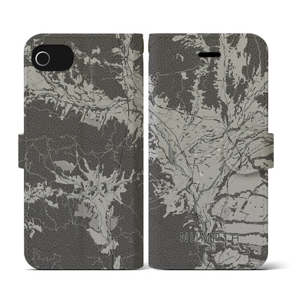 【沼田（群馬県）】地図柄iPhoneケース（手帳タイプ）モノトーン・iPhone SE（第3 / 第2世代） / 8 / 7 / 6s / 6 用