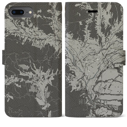 【沼田（群馬県）】地図柄iPhoneケース（手帳タイプ）モノトーン・iPhone 8Plus /7Plus / 6sPlus / 6Plus 用