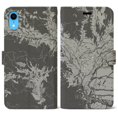 【沼田（群馬県）】地図柄iPhoneケース（手帳タイプ）モノトーン・iPhone XR 用