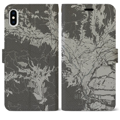 【沼田（群馬県）】地図柄iPhoneケース（手帳タイプ）モノトーン・iPhone XS Max 用