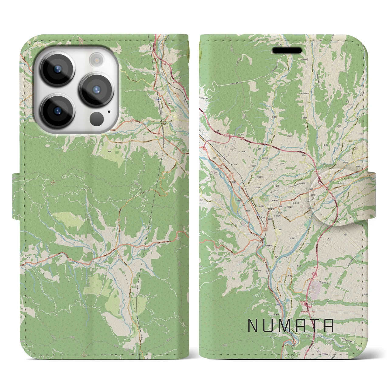 【沼田（群馬県）】地図柄iPhoneケース（手帳タイプ）