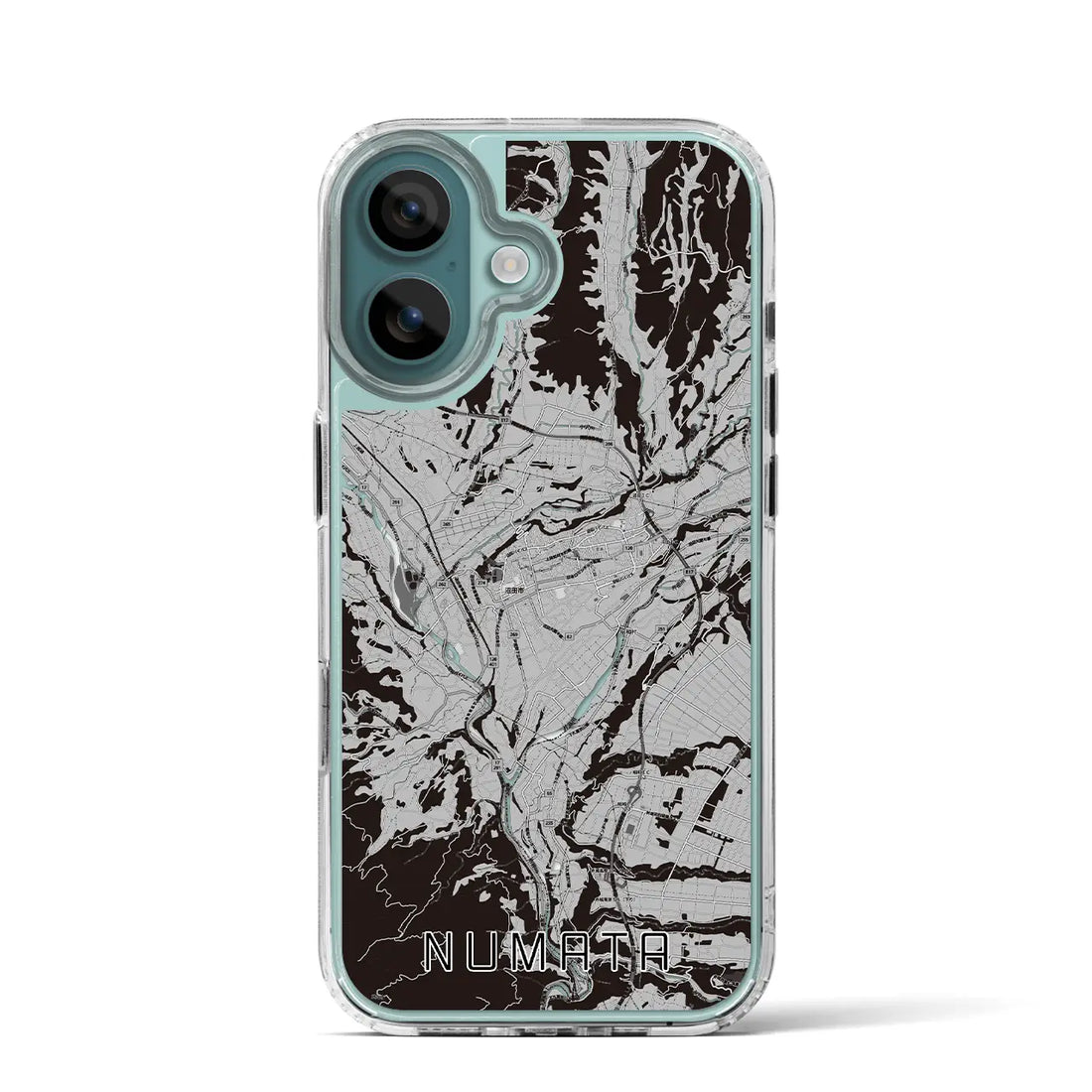 【沼田（群馬県）】地図柄iPhoneケース（MagSafeタイプ）モノトーン・iPhone 16 Pro 用