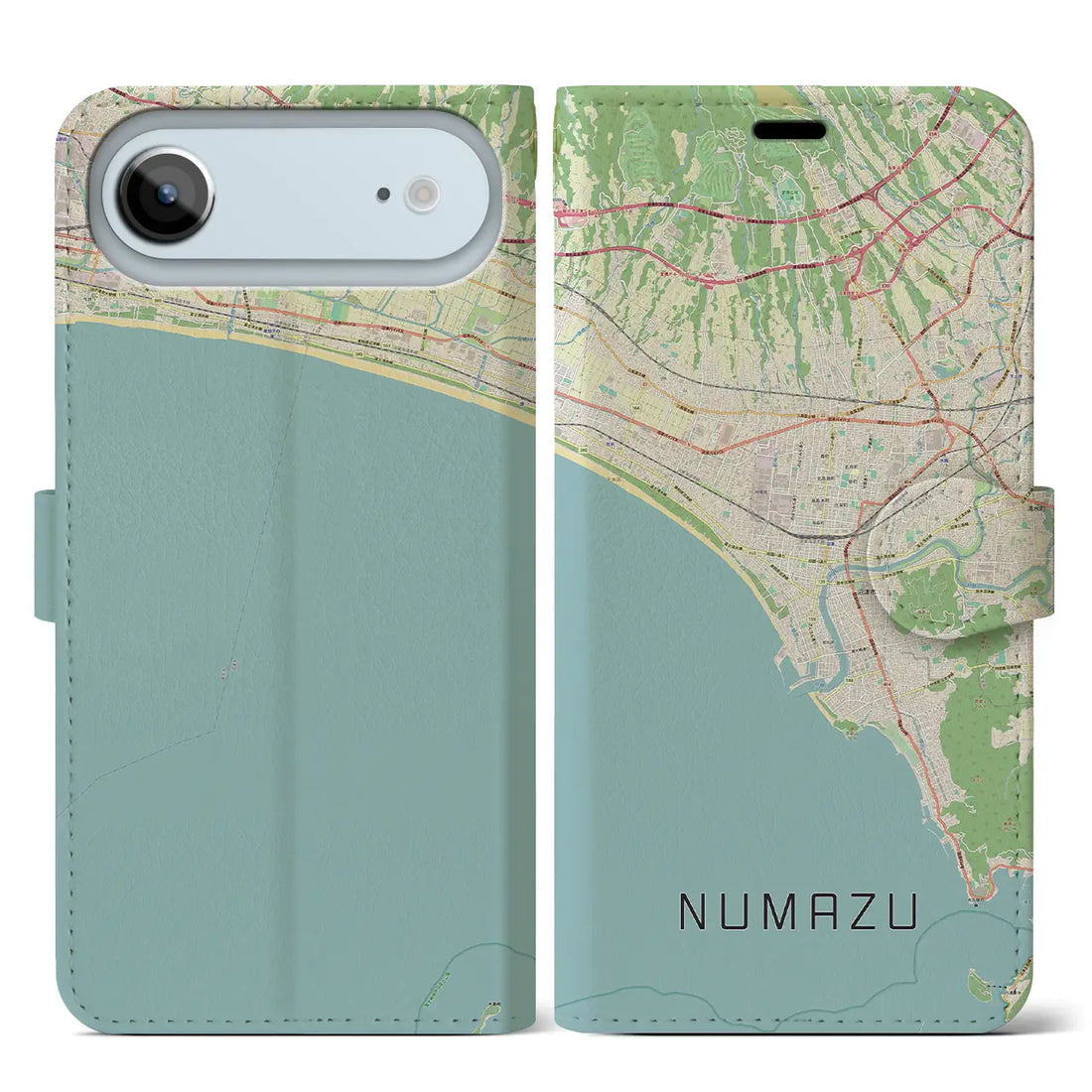 【沼津（静岡県）】地図柄iPhoneケース（手帳タイプ）モノトーン・iPhone 17 Pro Max 用