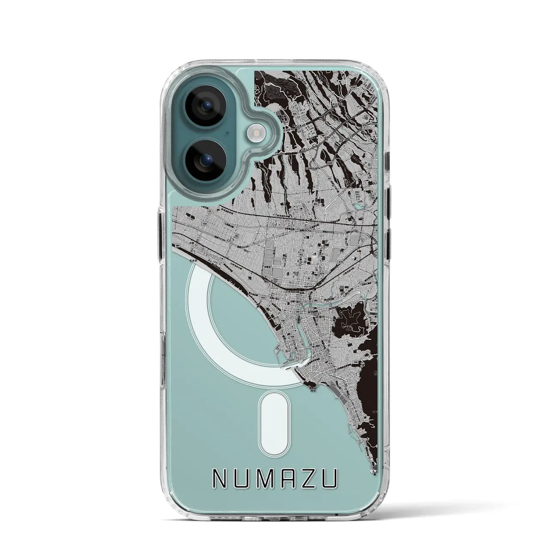 【沼津(静岡県)】地図柄iPhoneケース(MagSafeタイプ)モノトーン・iPhone 16 Pro 用