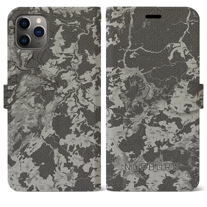 【ニュルブルク（ドイツ）】地図柄iPhoneケース（手帳タイプ）モノトーン・iPhone 11 Pro Max 用