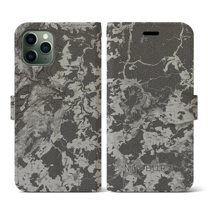 【ニュルブルク（ドイツ）】地図柄iPhoneケース（手帳タイプ）モノトーン・iPhone 11 Pro 用