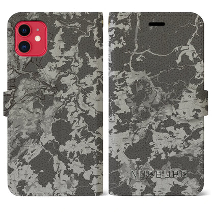 【ニュルブルク（ドイツ）】地図柄iPhoneケース（手帳タイプ）モノトーン・iPhone 11 用