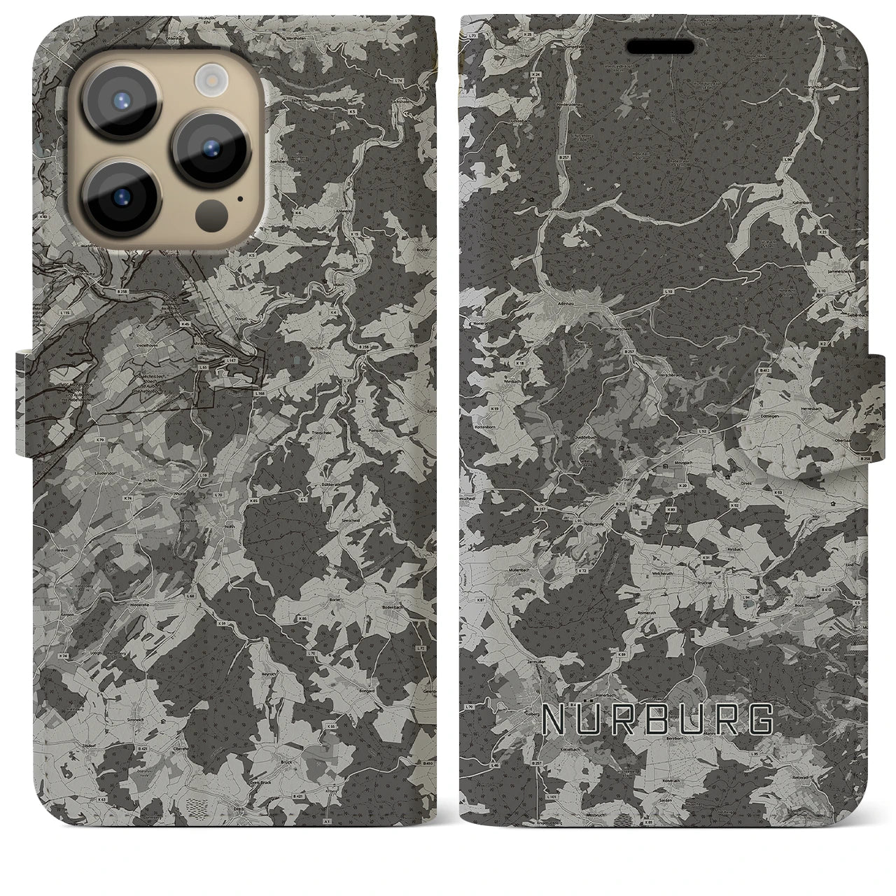 【ニュルブルク（ドイツ）】地図柄iPhoneケース（手帳タイプ）