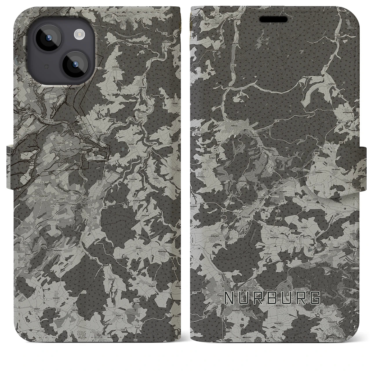【ニュルブルク（ドイツ）】地図柄iPhoneケース（手帳タイプ）
