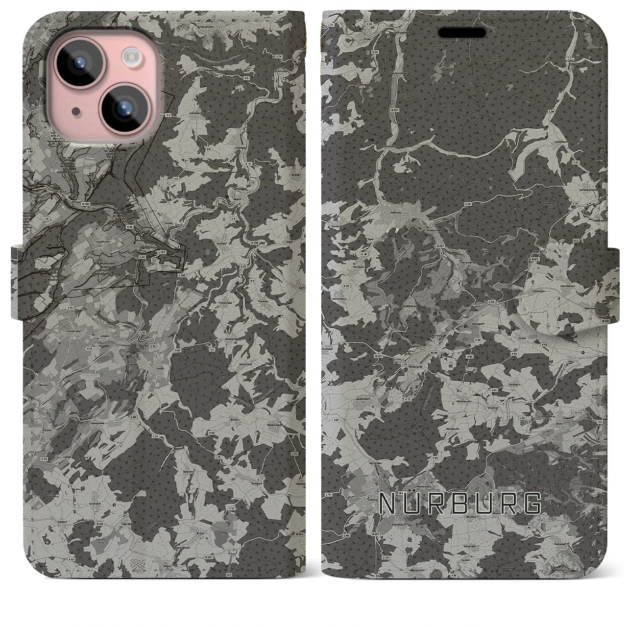 【ニュルブルク（ドイツ）】地図柄iPhoneケース（手帳タイプ）