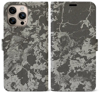【ニュルブルク（ドイツ）】地図柄iPhoneケース（手帳タイプ）モノトーン・iPhone 16 Plus 用