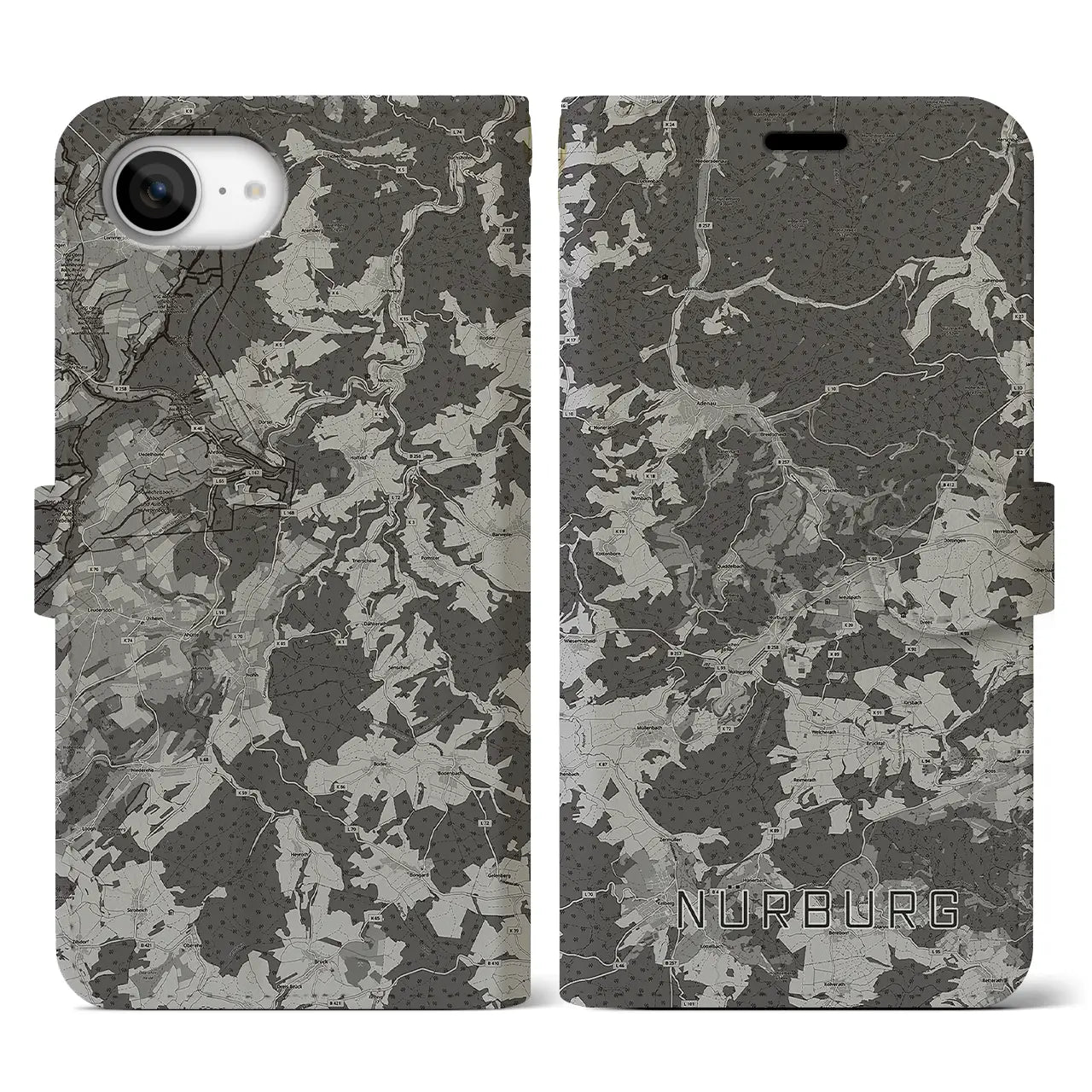 【ニュルブルク（ドイツ）】地図柄iPhoneケース（手帳タイプ）