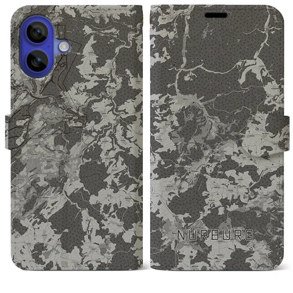 【ニュルブルク（ドイツ）】地図柄iPhoneケース（手帳タイプ）モノトーン・iPhone 16 Pro Max 用