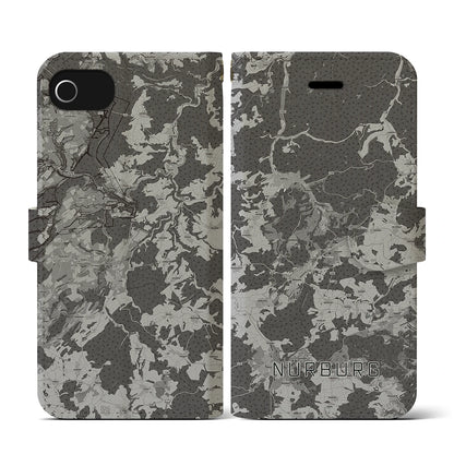 【ニュルブルク（ドイツ）】地図柄iPhoneケース（手帳タイプ）モノトーン・iPhone SE（第3 / 第2世代） / 8 / 7 / 6s / 6 用