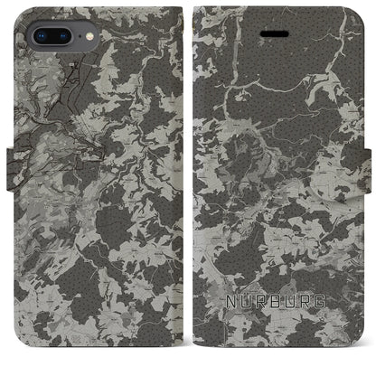【ニュルブルク（ドイツ）】地図柄iPhoneケース（手帳タイプ）モノトーン・iPhone 8Plus /7Plus / 6sPlus / 6Plus 用