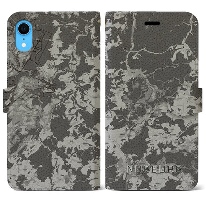 【ニュルブルク（ドイツ）】地図柄iPhoneケース（手帳タイプ）モノトーン・iPhone XR 用