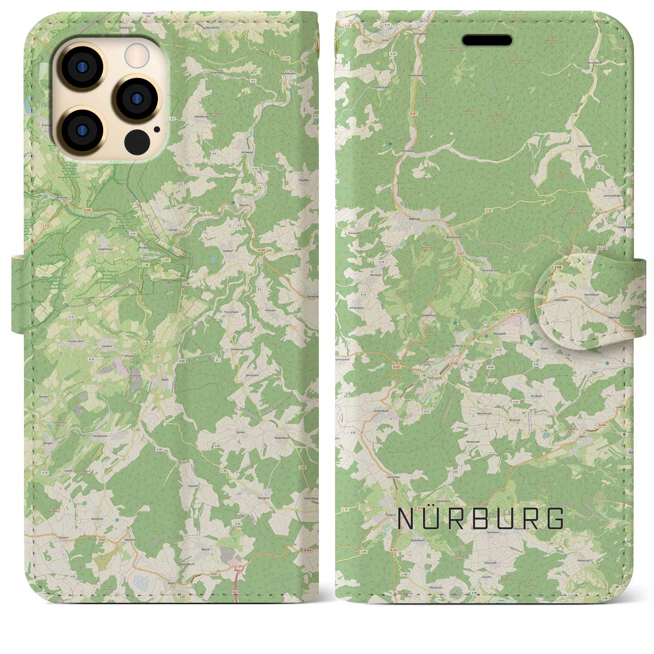 【ニュルブルク（ドイツ）】地図柄iPhoneケース（手帳タイプ）