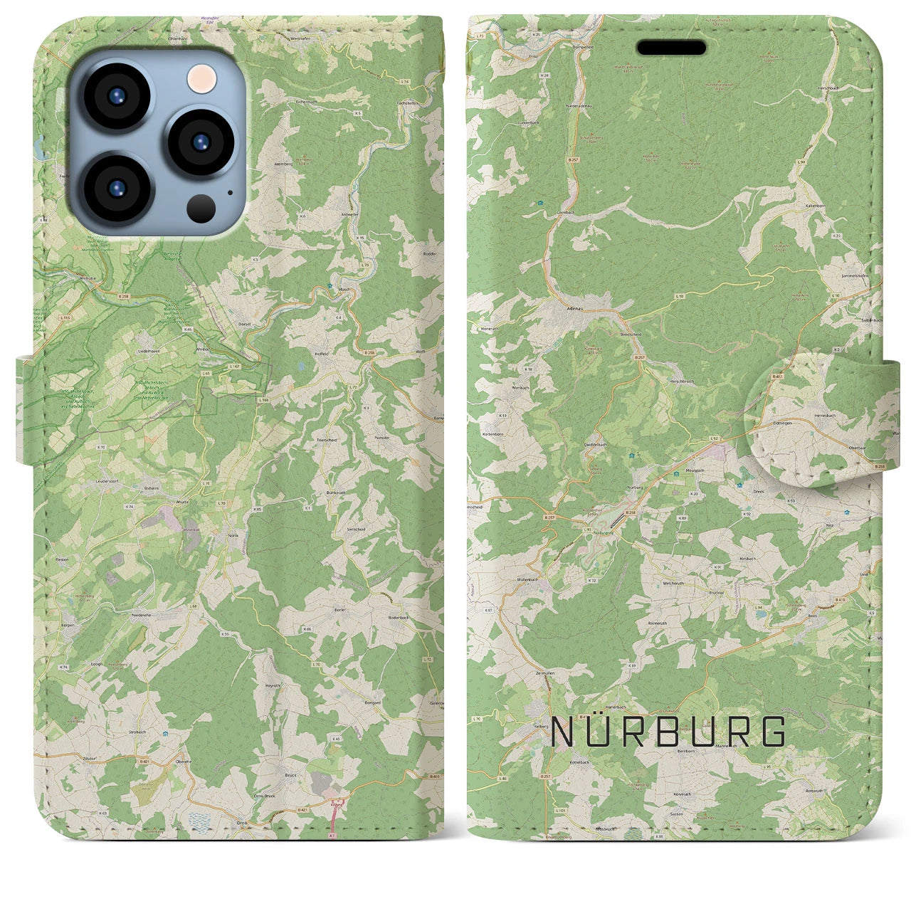 【ニュルブルク（ドイツ）】地図柄iPhoneケース（手帳タイプ）