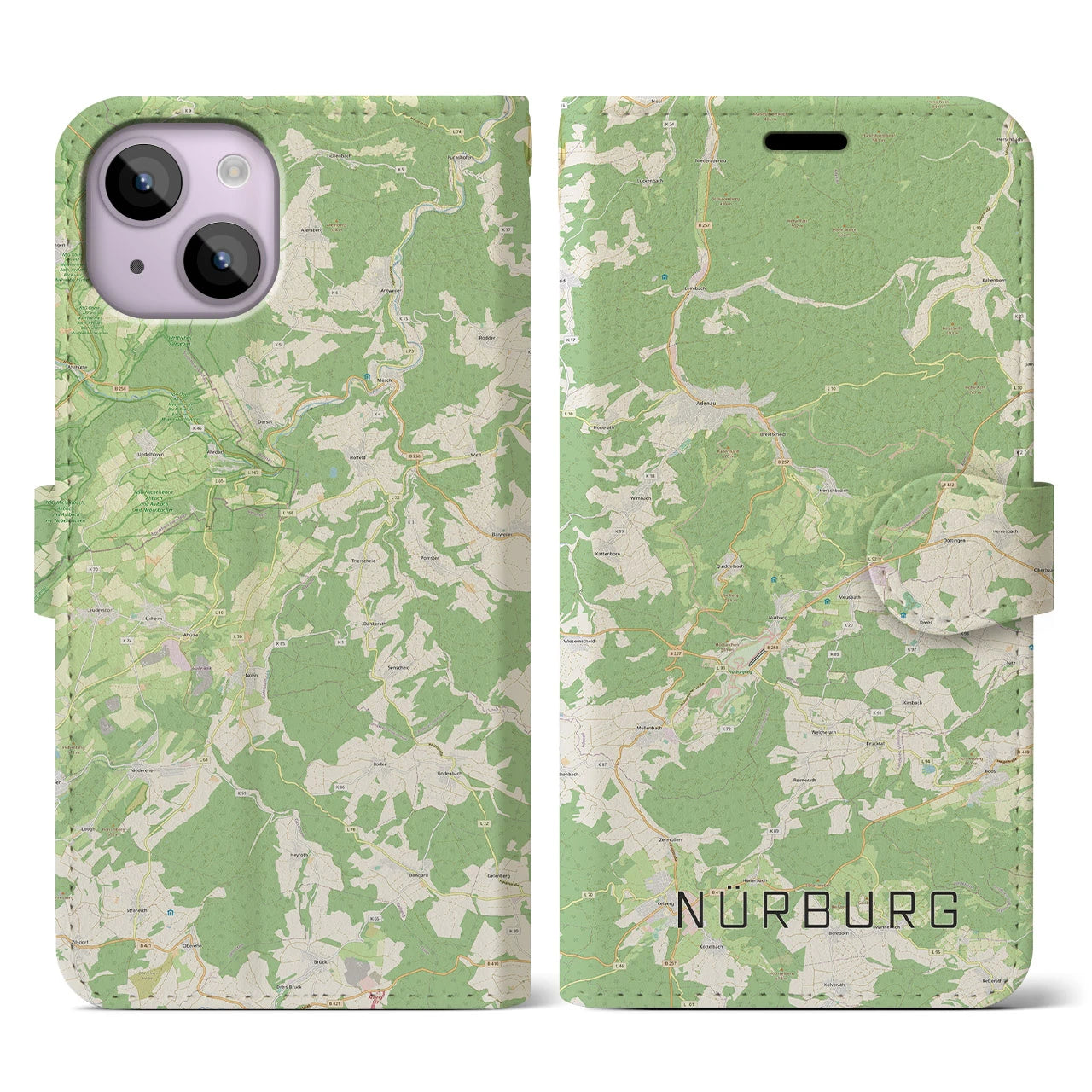 【ニュルブルク（ドイツ）】地図柄iPhoneケース（手帳タイプ）