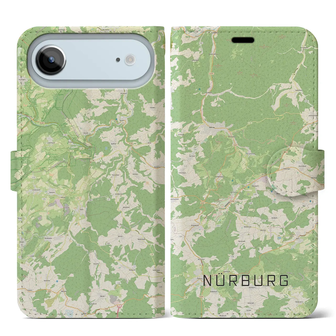 【ニュルブルク（ドイツ）】地図柄iPhoneケース（手帳タイプ）