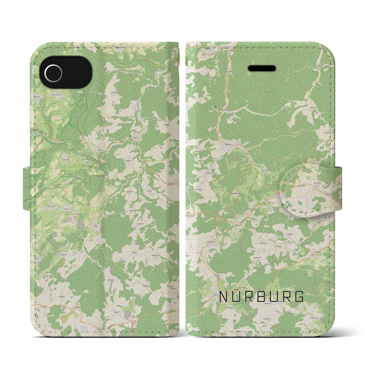 【ニュルブルク（ドイツ）】地図柄iPhoneケース（手帳タイプ）