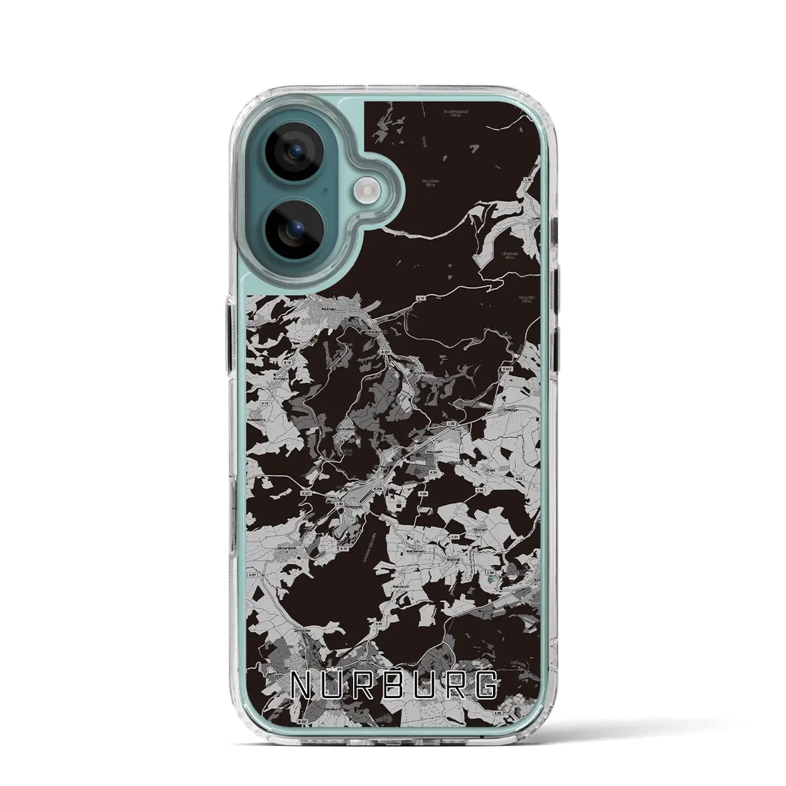 【ニュルブルク（ドイツ）】地図柄iPhoneケース（MagSafeタイプ）モノトーン・iPhone 16 Pro 用