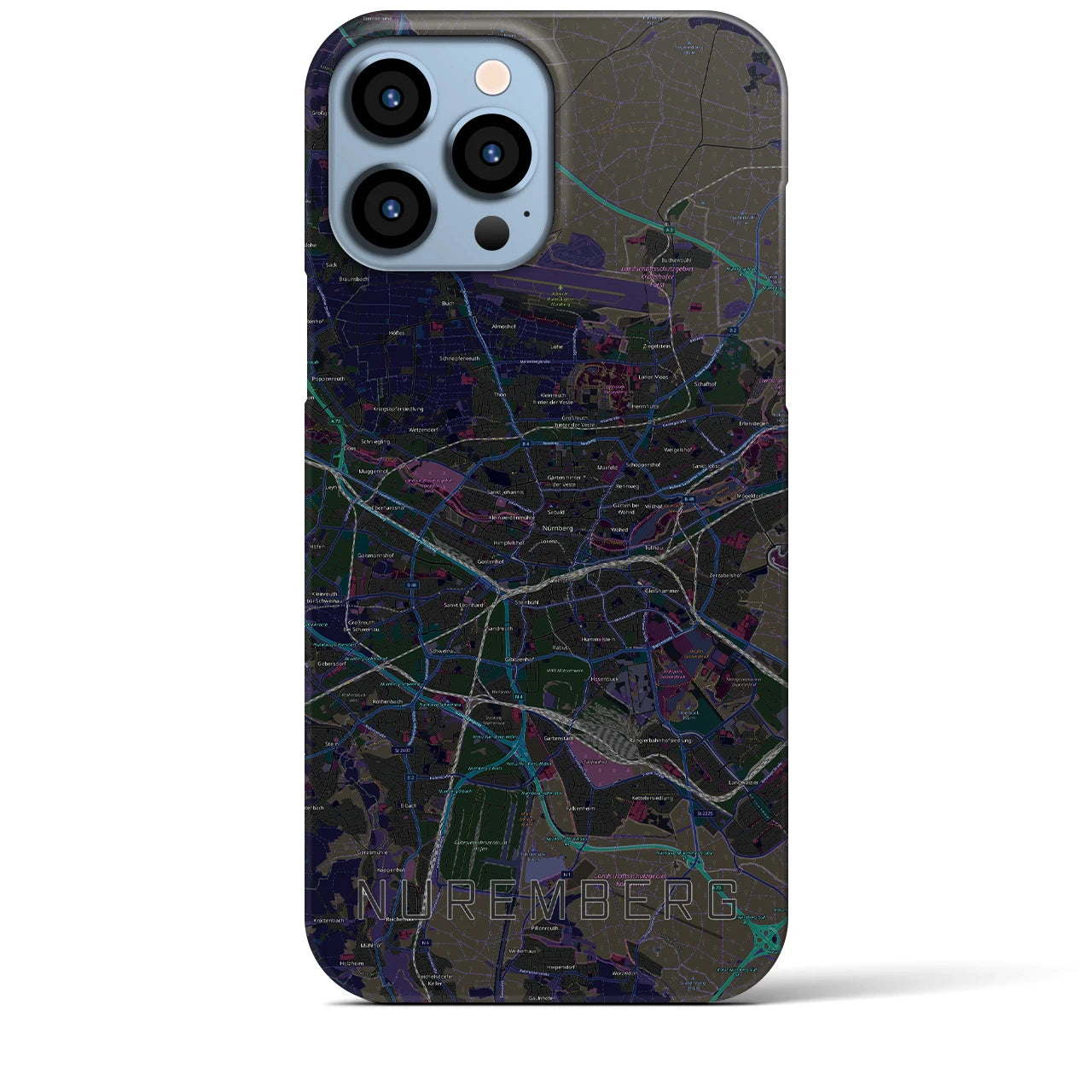 【ニュルンベルク（ドイツ）】地図柄iPhoneケース（バックカバータイプ）