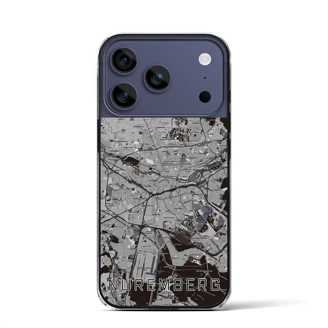 【ニュルンベルク（ドイツ）】地図柄iPhoneケース（クリアタイプ）モノトーン・iPhone 17 Pro Max 用