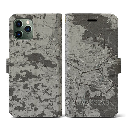 【ニュルンベルク（ドイツ）】地図柄iPhoneケース（手帳タイプ）モノトーン・iPhone 11 Pro 用