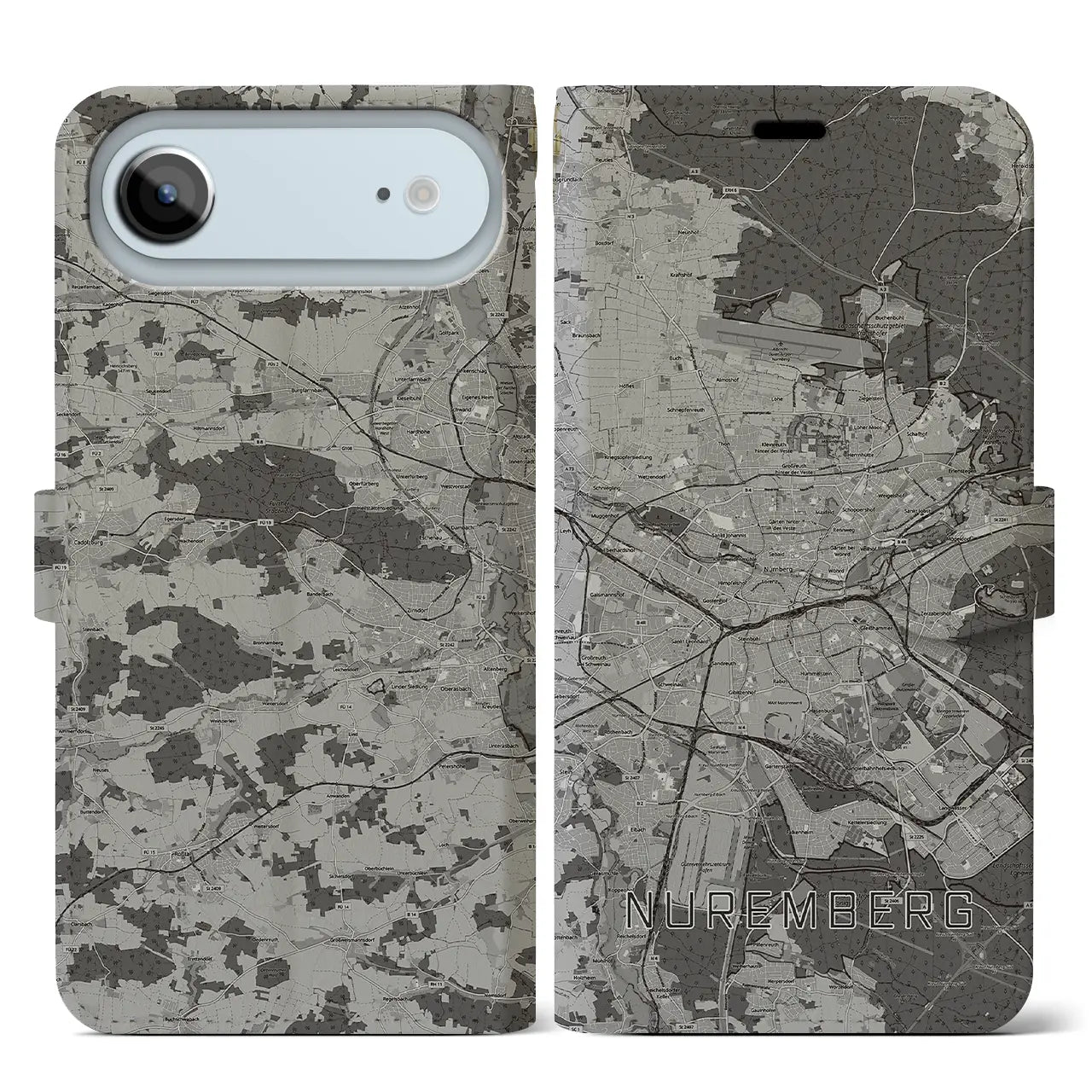 【ニュルンベルク（ドイツ）】地図柄iPhoneケース（手帳タイプ）