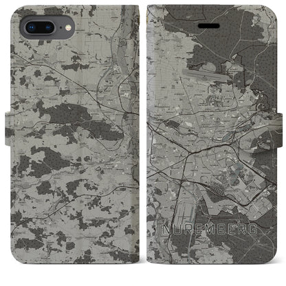 【ニュルンベルク（ドイツ）】地図柄iPhoneケース（手帳タイプ）モノトーン・iPhone 8Plus /7Plus / 6sPlus / 6Plus 用