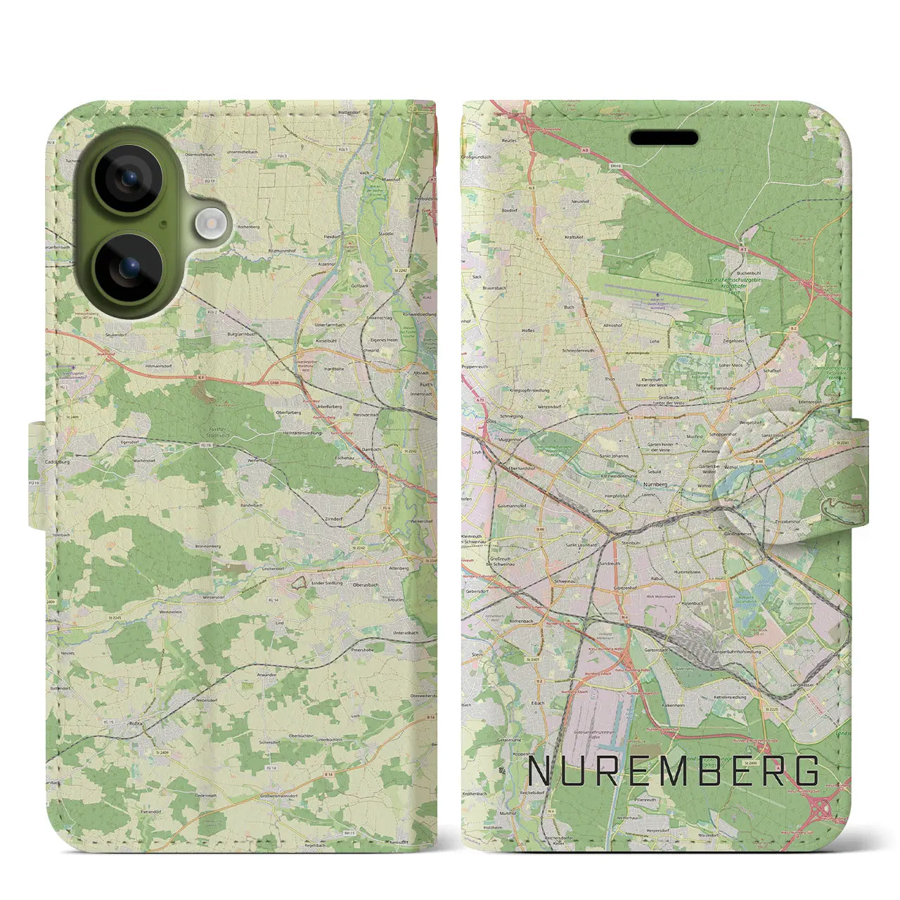 【ニュルンベルク（ドイツ）】地図柄iPhoneケース（手帳タイプ）