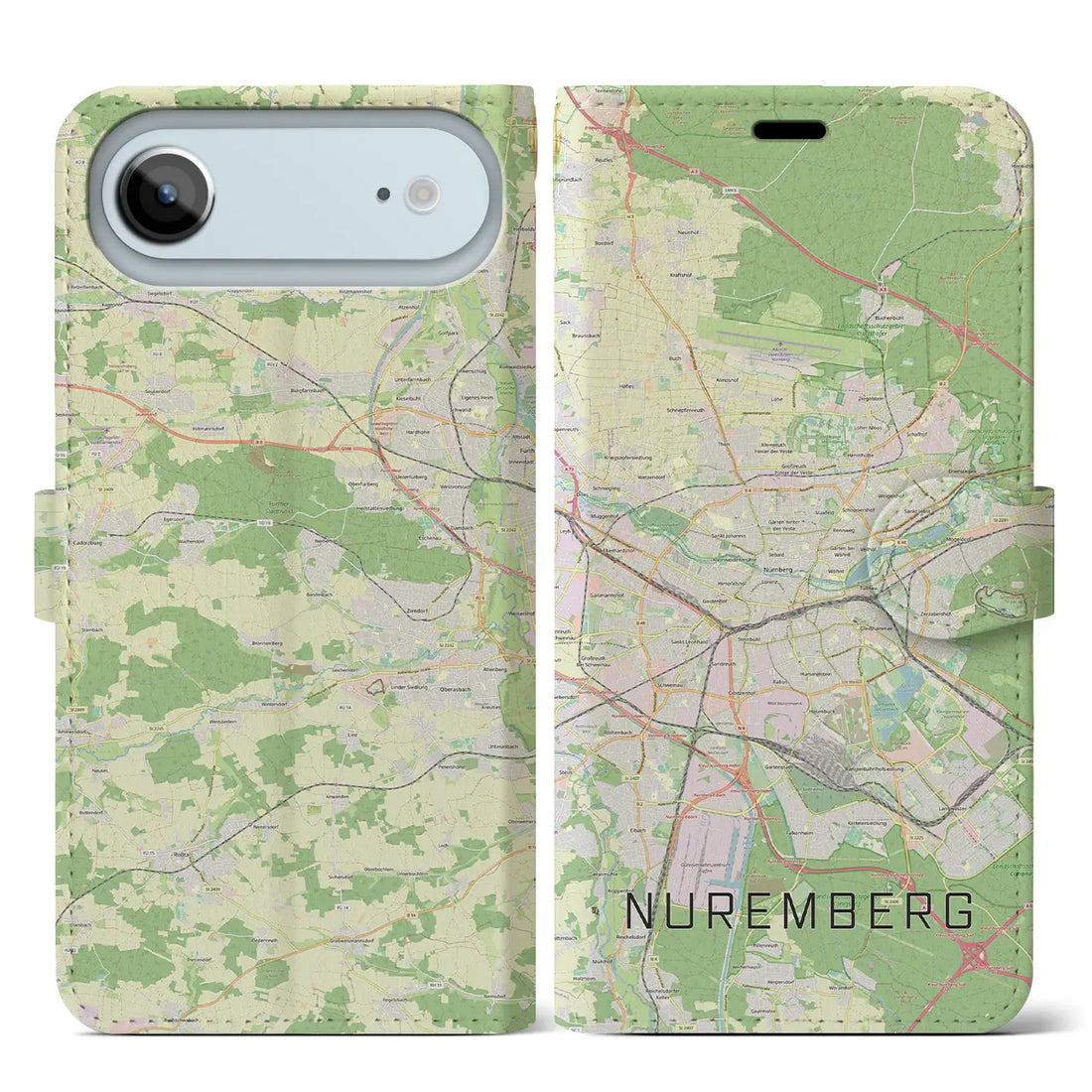 【ニュルンベルク（ドイツ）】地図柄iPhoneケース（手帳タイプ）モノトーン・iPhone 17 Pro Max 用