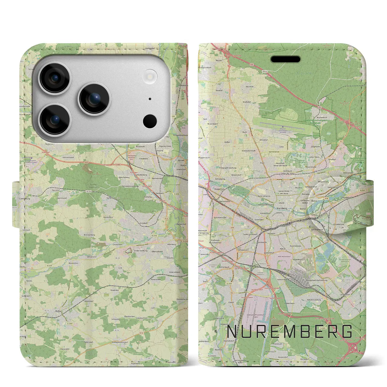 【ニュルンベルク（ドイツ）】地図柄iPhoneケース（手帳タイプ）