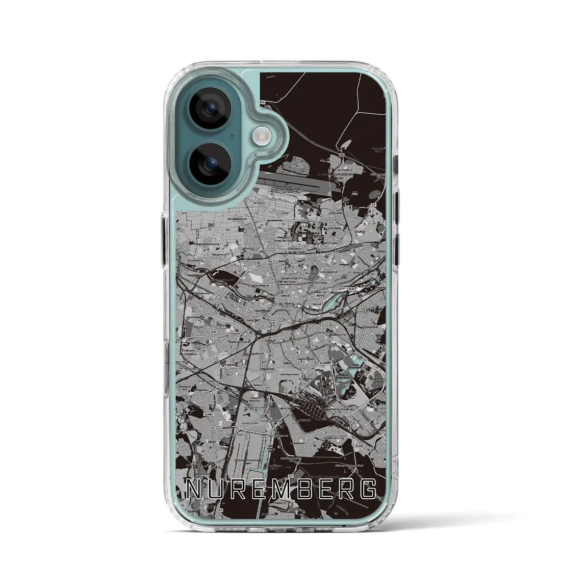 【ニュルンベルク(ドイツ)】地図柄iPhoneケース(MagSafeタイプ)モノトーン・iPhone 16 Pro 用