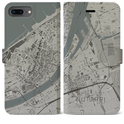 【沼垂（新潟県）】地図柄iPhoneケース（手帳タイプ）モノトーン・iPhone 8Plus /7Plus / 6sPlus / 6Plus 用