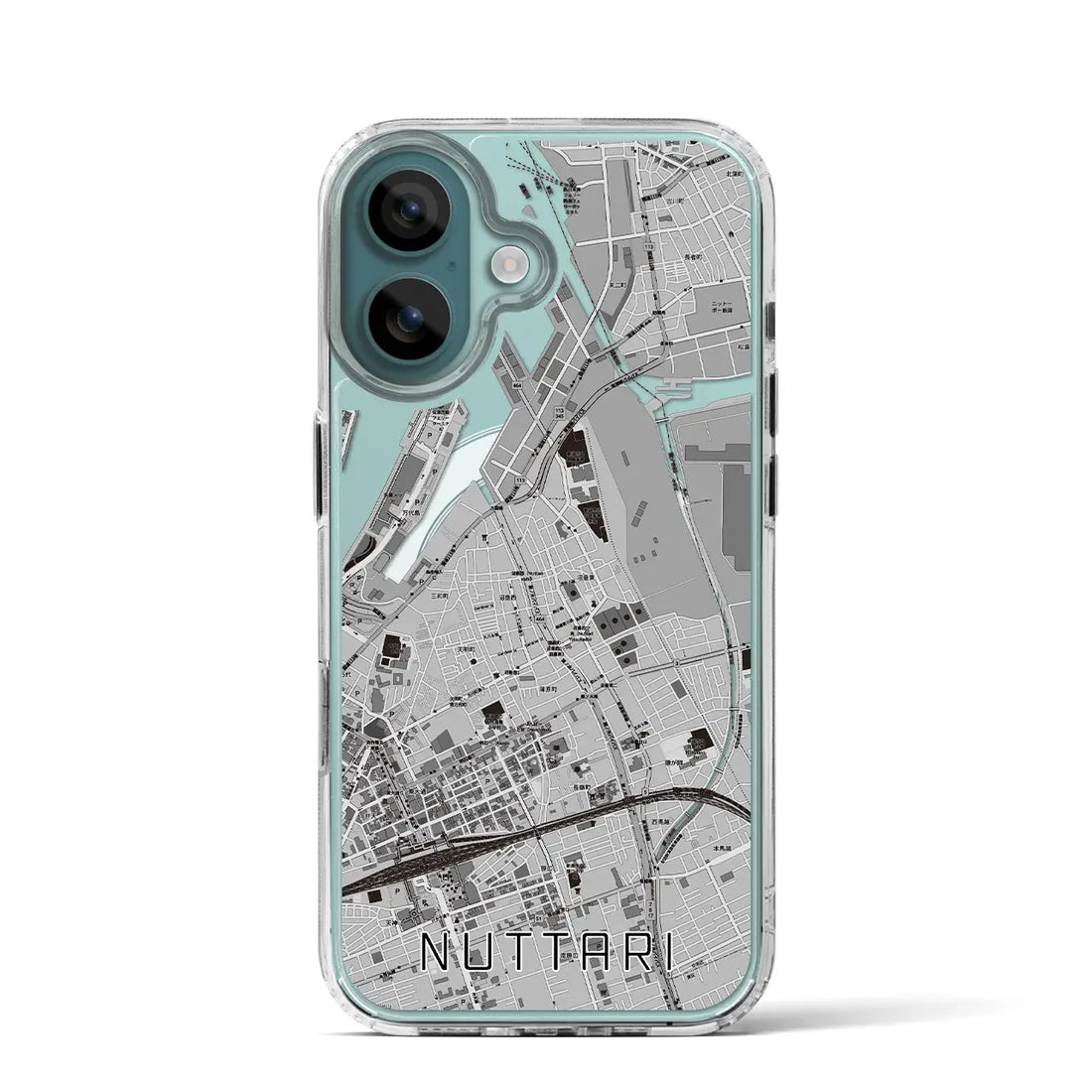 【沼垂（新潟県）】地図柄iPhoneケース（MagSafeタイプ）モノトーン・iPhone 16 Pro 用