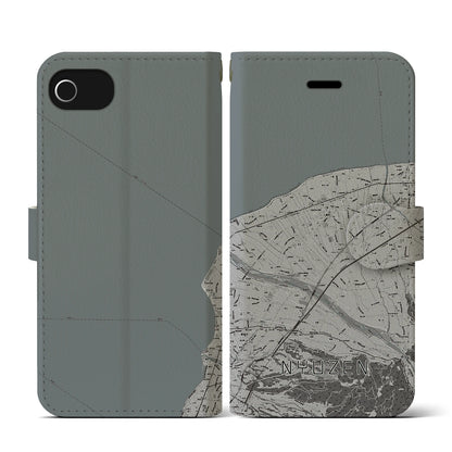 【入善（富山県）】地図柄iPhoneケース（手帳タイプ）モノトーン・iPhone SE（第3 / 第2世代） / 8 / 7 / 6s / 6 用