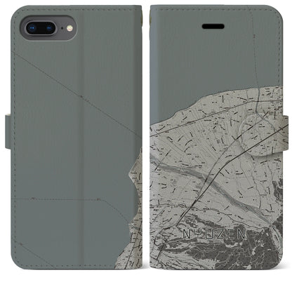 【入善（富山県）】地図柄iPhoneケース（手帳タイプ）モノトーン・iPhone 8Plus /7Plus / 6sPlus / 6Plus 用