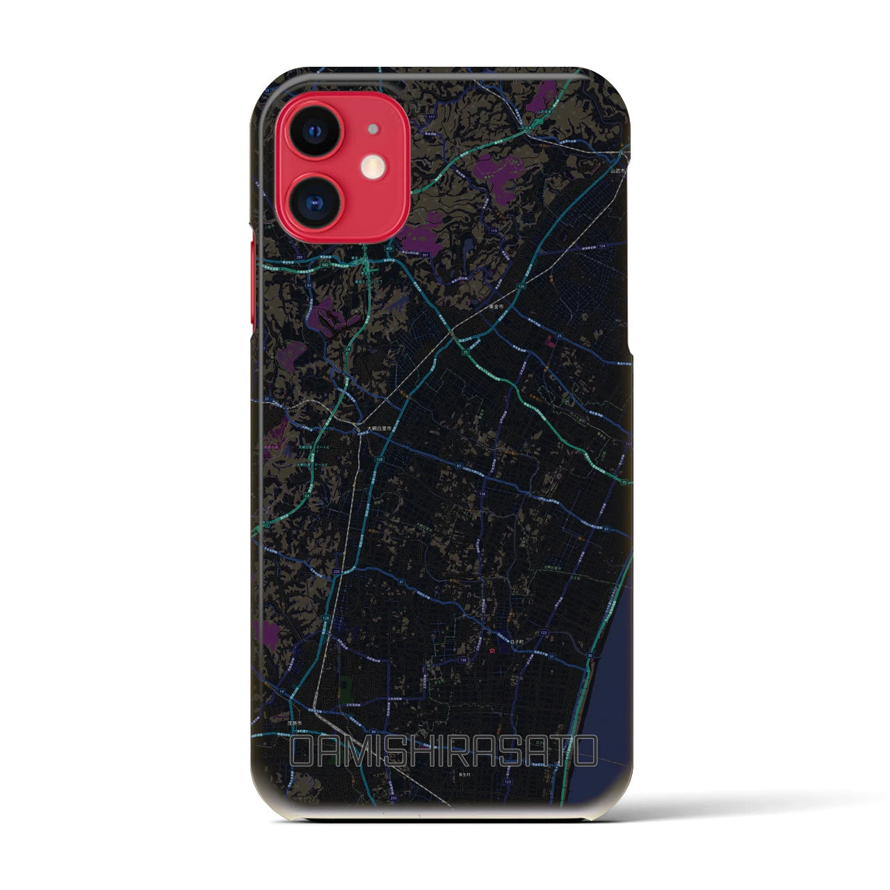 【大網白里（千葉県）】地図柄iPhoneケース（バックカバータイプ）