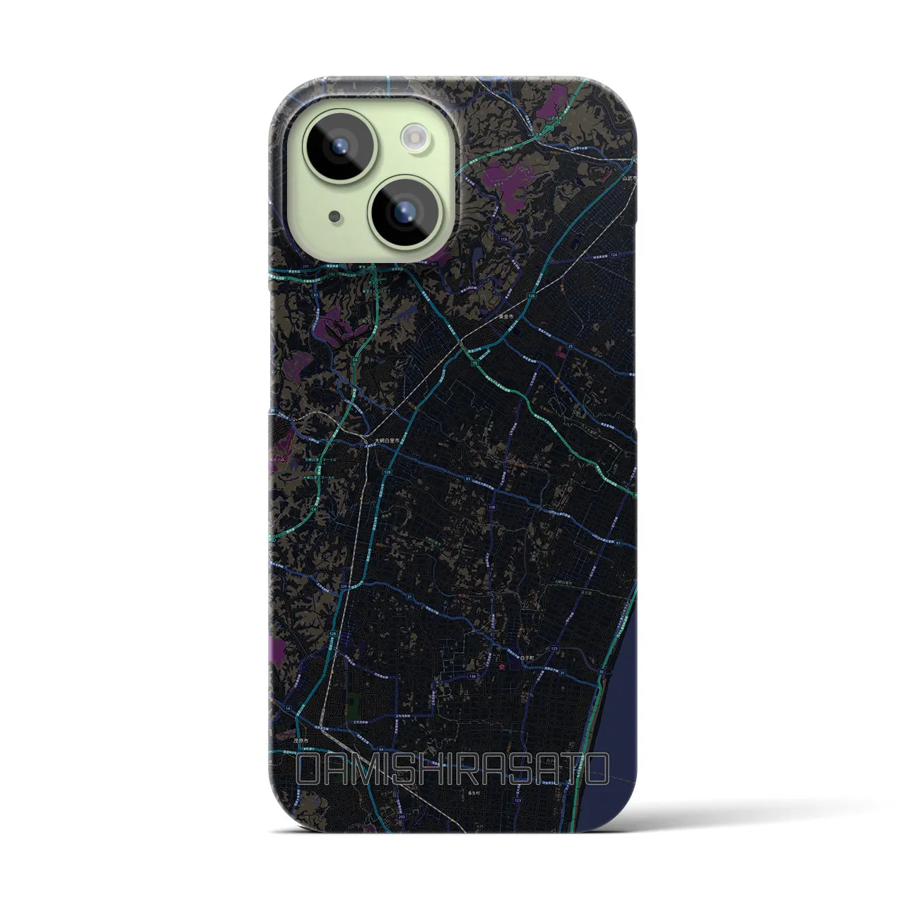 【大網白里（千葉県）】地図柄iPhoneケース（バックカバータイプ）