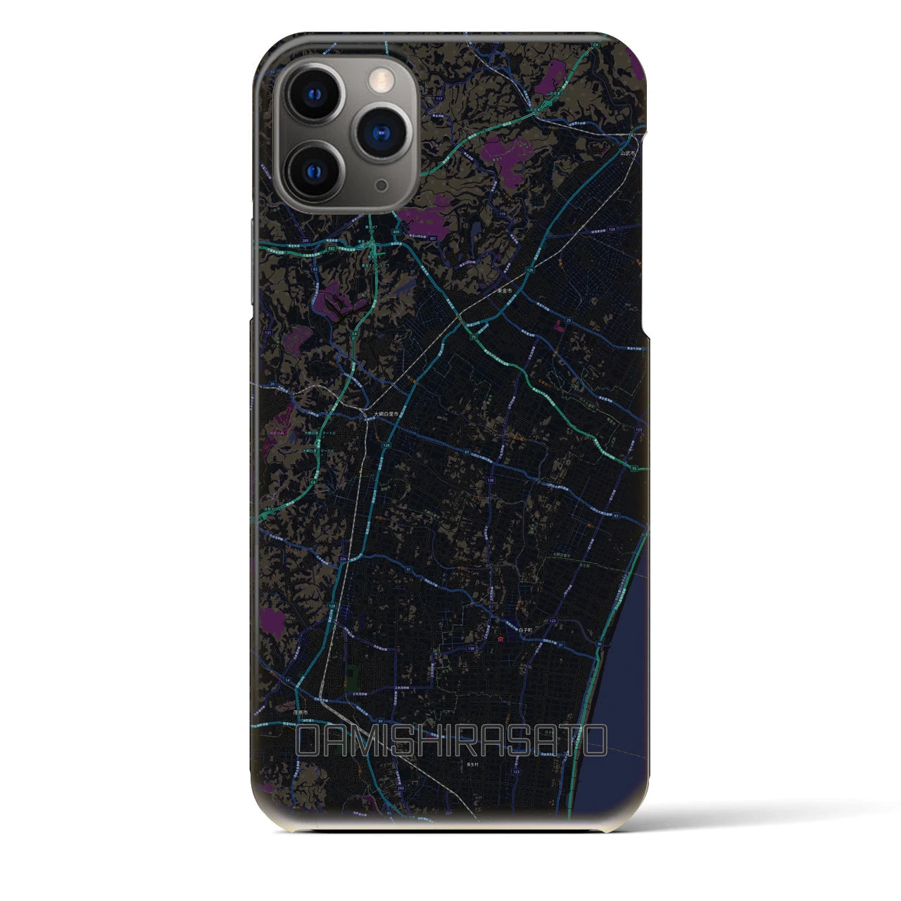 【大網白里（千葉県）】地図柄iPhoneケース（バックカバータイプ）