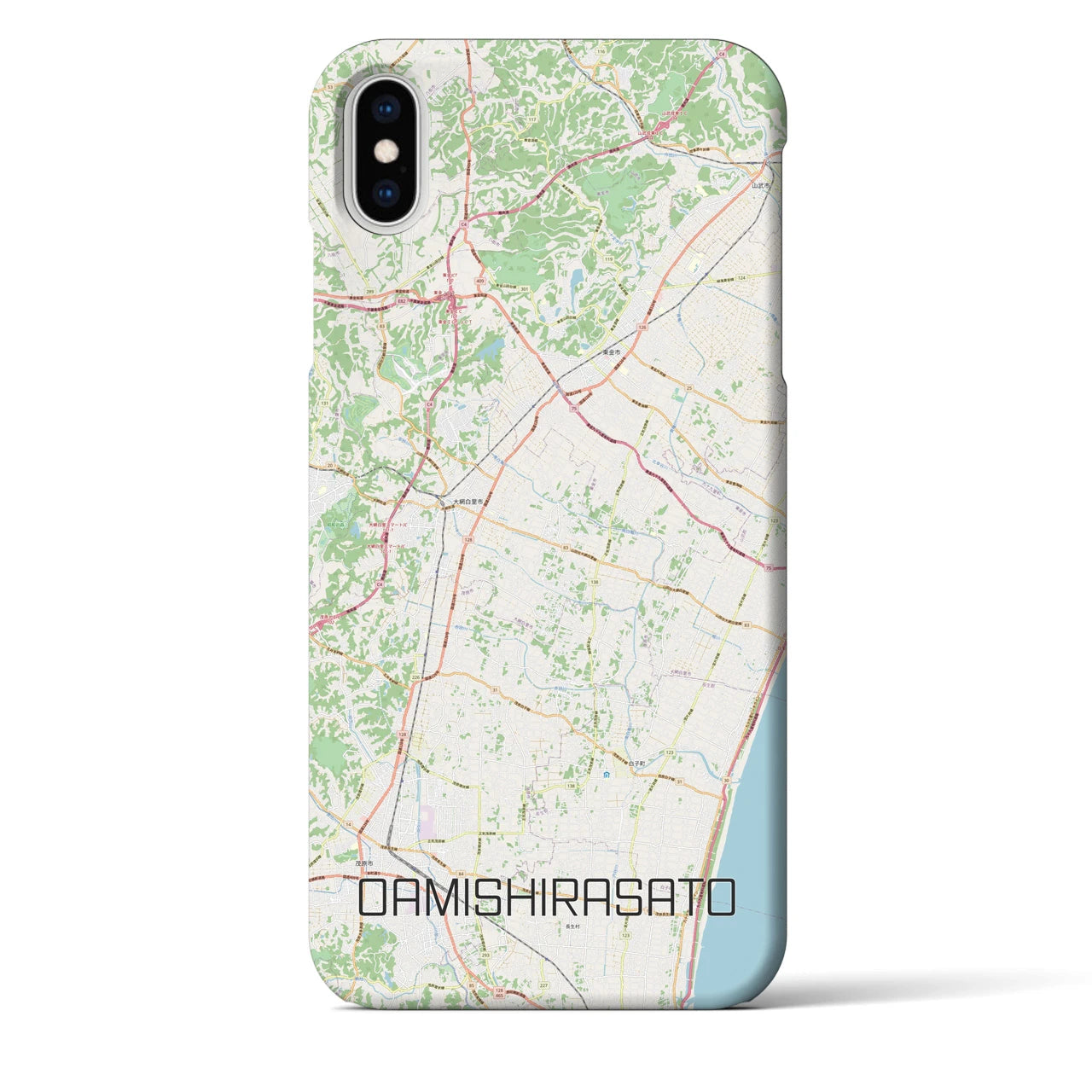 【大網白里（千葉県）】地図柄iPhoneケース（バックカバータイプ）