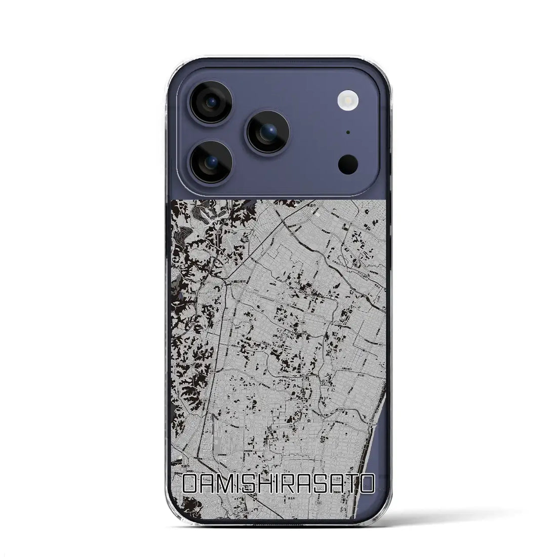 【大網白里(千葉県)】地図柄iPhoneケース(クリアタイプ)モノトーン・iPhone 17 Pro Max 用