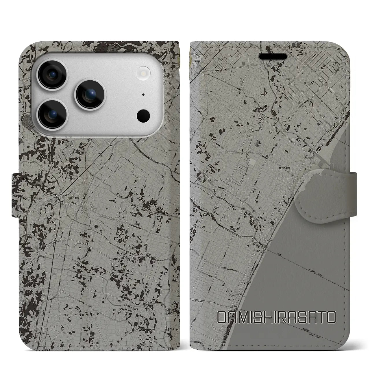 【大網白里（千葉県）】地図柄iPhoneケース（手帳タイプ）