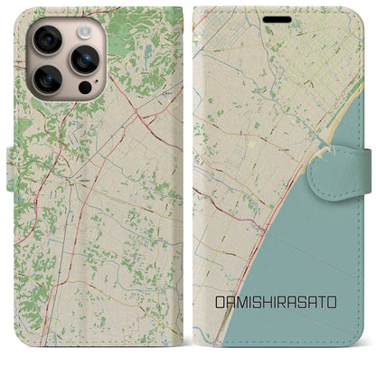 【大網白里（千葉県）】地図柄iPhoneケース（手帳タイプ）ナチュラル・iPhone 16 Plus 用