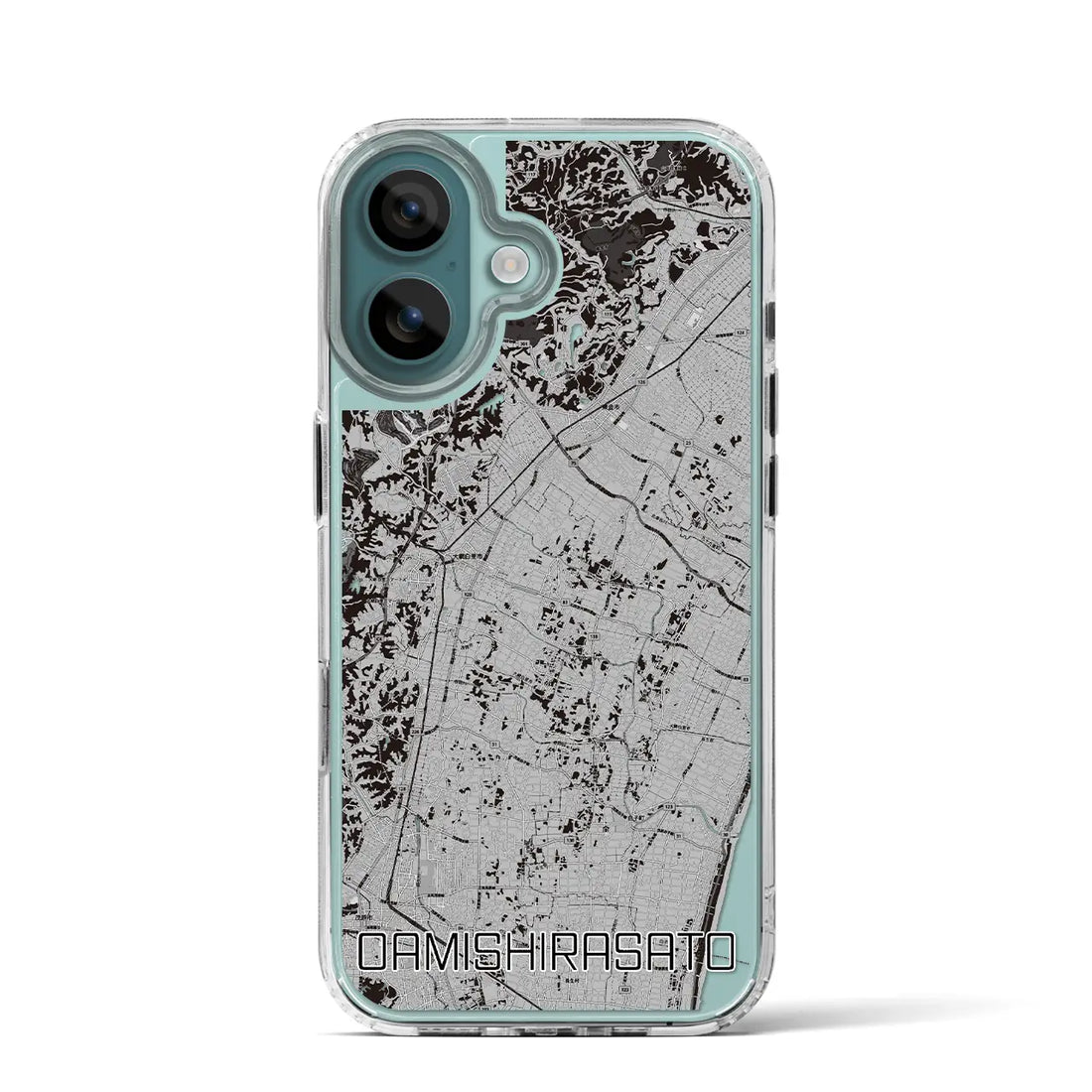 【大網白里(千葉県)】地図柄iPhoneケース(MagSafeタイプ)モノトーン・iPhone 16 Pro 用