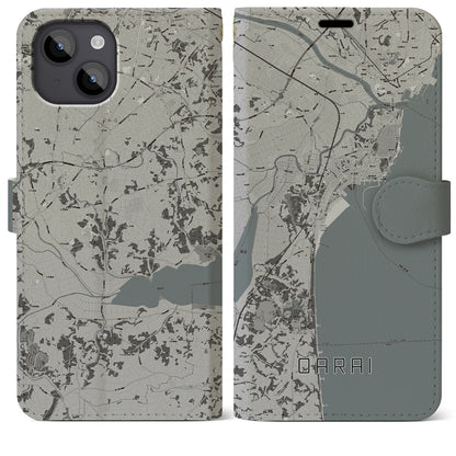 【大洗（茨城県）】地図柄iPhoneケース（手帳タイプ）モノトーン・iPhone 14 Plus 用